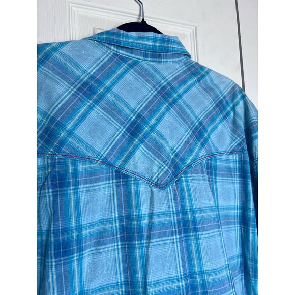 The Foundry Supply Co. Young Men's Pearl Snap Plaid Short Sleeve Shirt Size 3XL - Picture 6 of 9